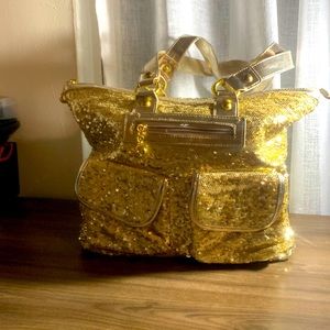 Cathy Couture gold sequins shoulder bag NWOT